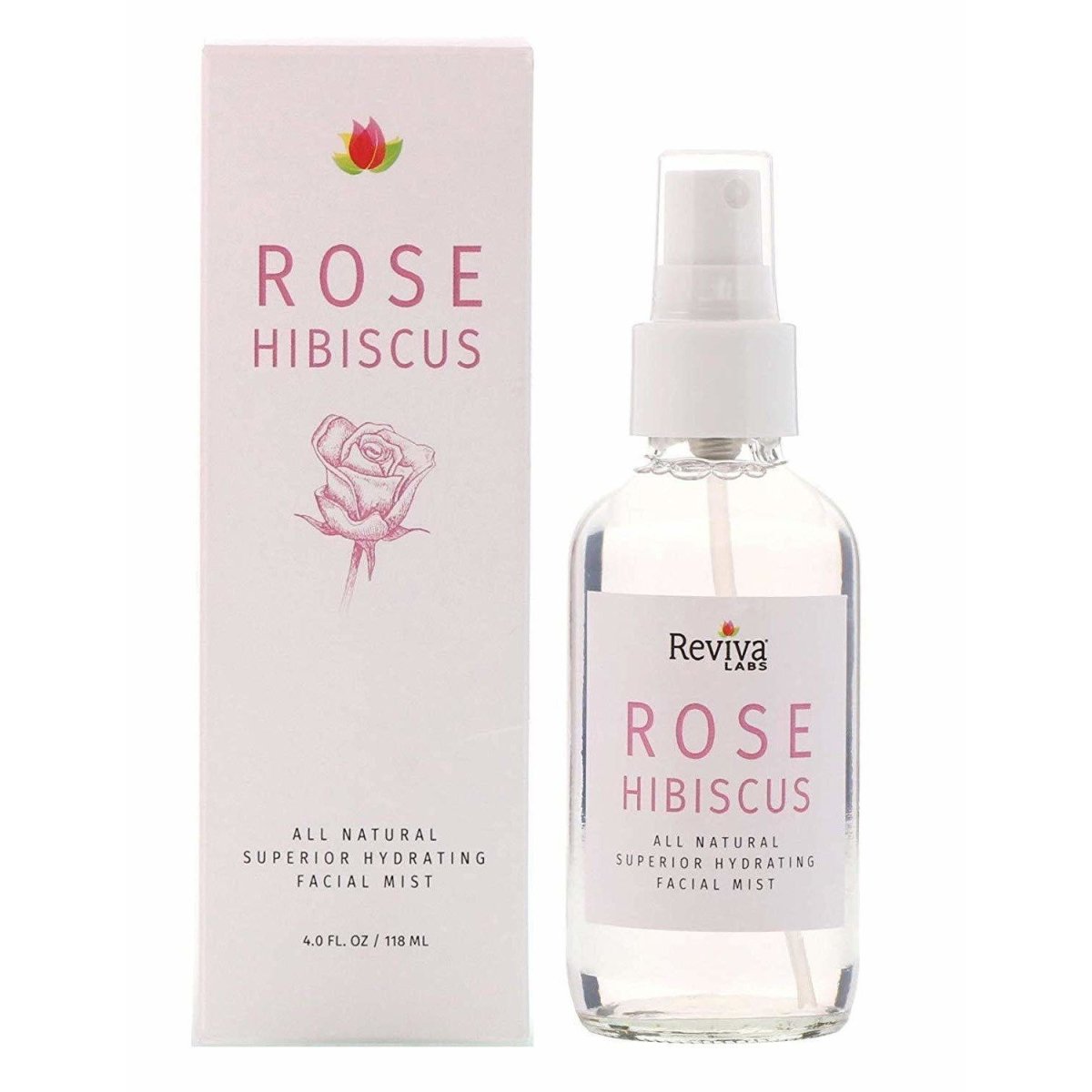 Rose Hibiscus Hydrating Facial Mist, 4 Fl Oz (118 Ml) - Reviva Labs