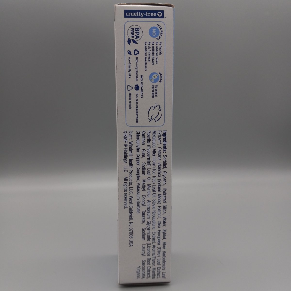 Super White - Fluoride Free Whitening Toothpaste - Cool Mint Gel - Tea Tree Oil + Aloe + Iceland Moss - 4.5oz