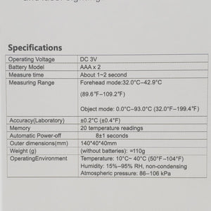Termómetro - Infrarrojo - Detector Temperaturas - No Contacto - FDA Standard