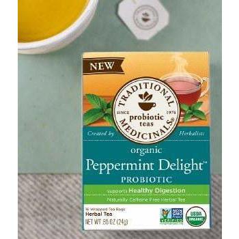 Traditional Medicinals Peppermint Delight Probiotic Herbal Tea, 16 tea bags per pack