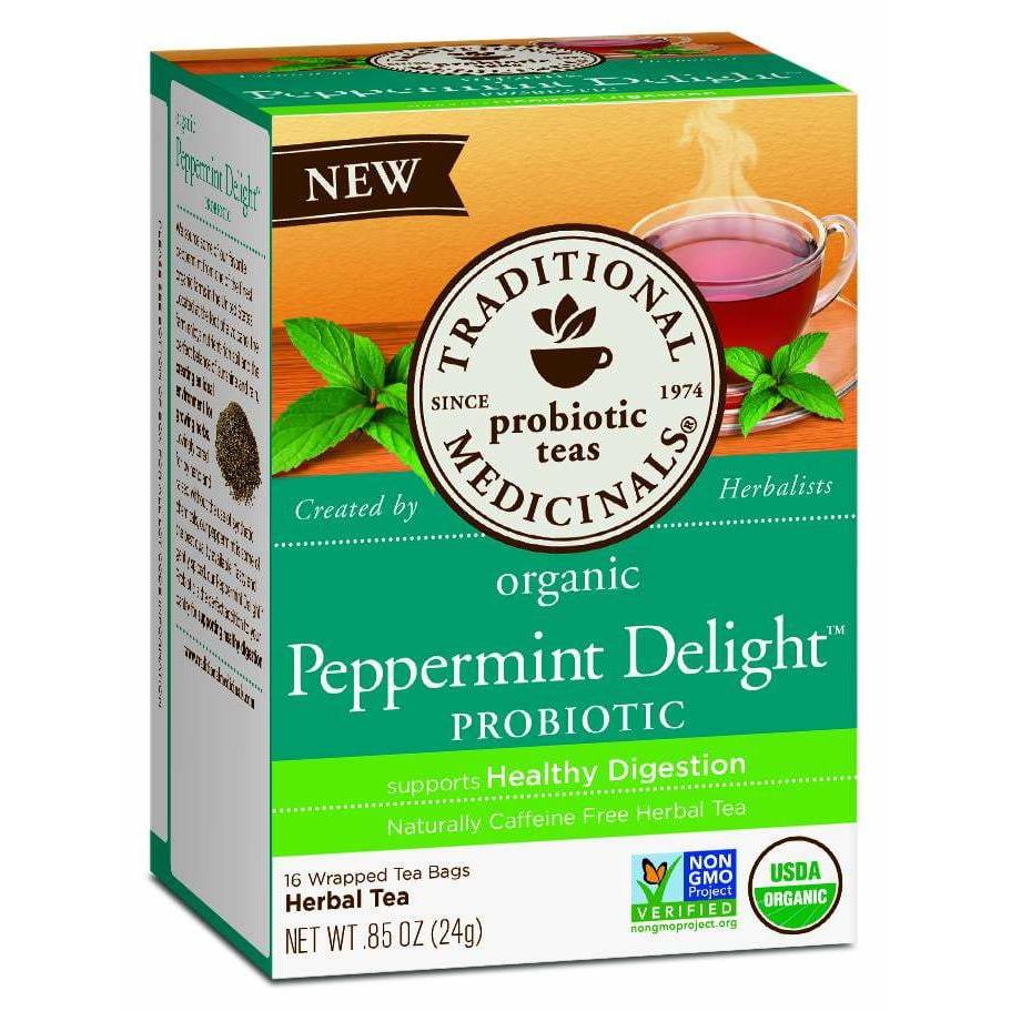Traditional Medicinals Peppermint Delight Probiotic Herbal Tea, 16 tea bags per pack