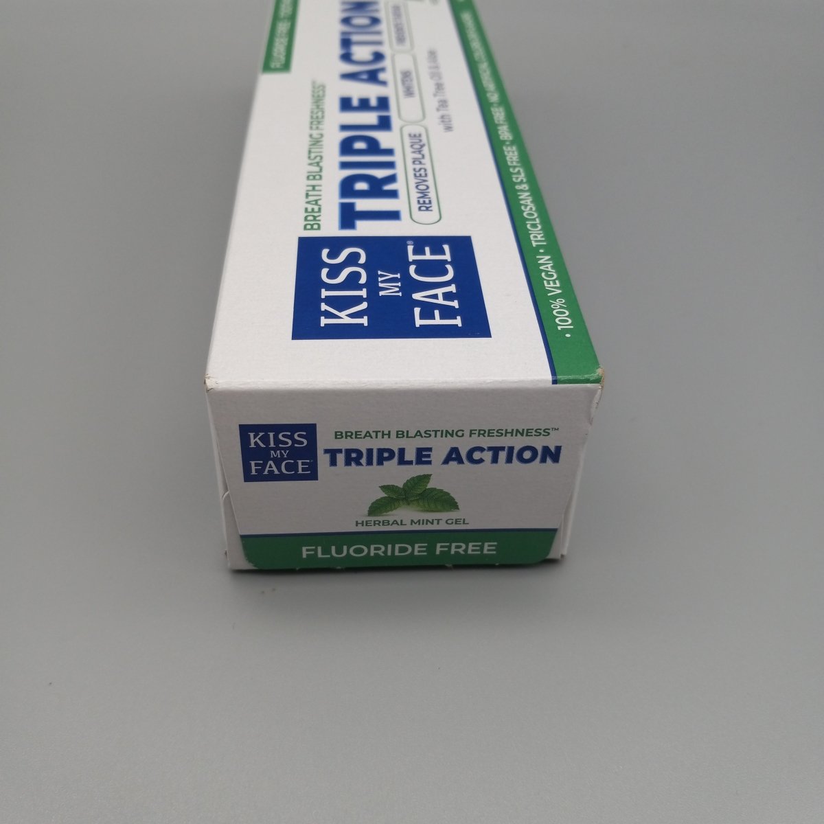 Triple Action 3x - Tea Tree Oil &amp; Aloe - Herbal Mint Gel - Fluoride Free Toothpaste Gel- 4.5oz