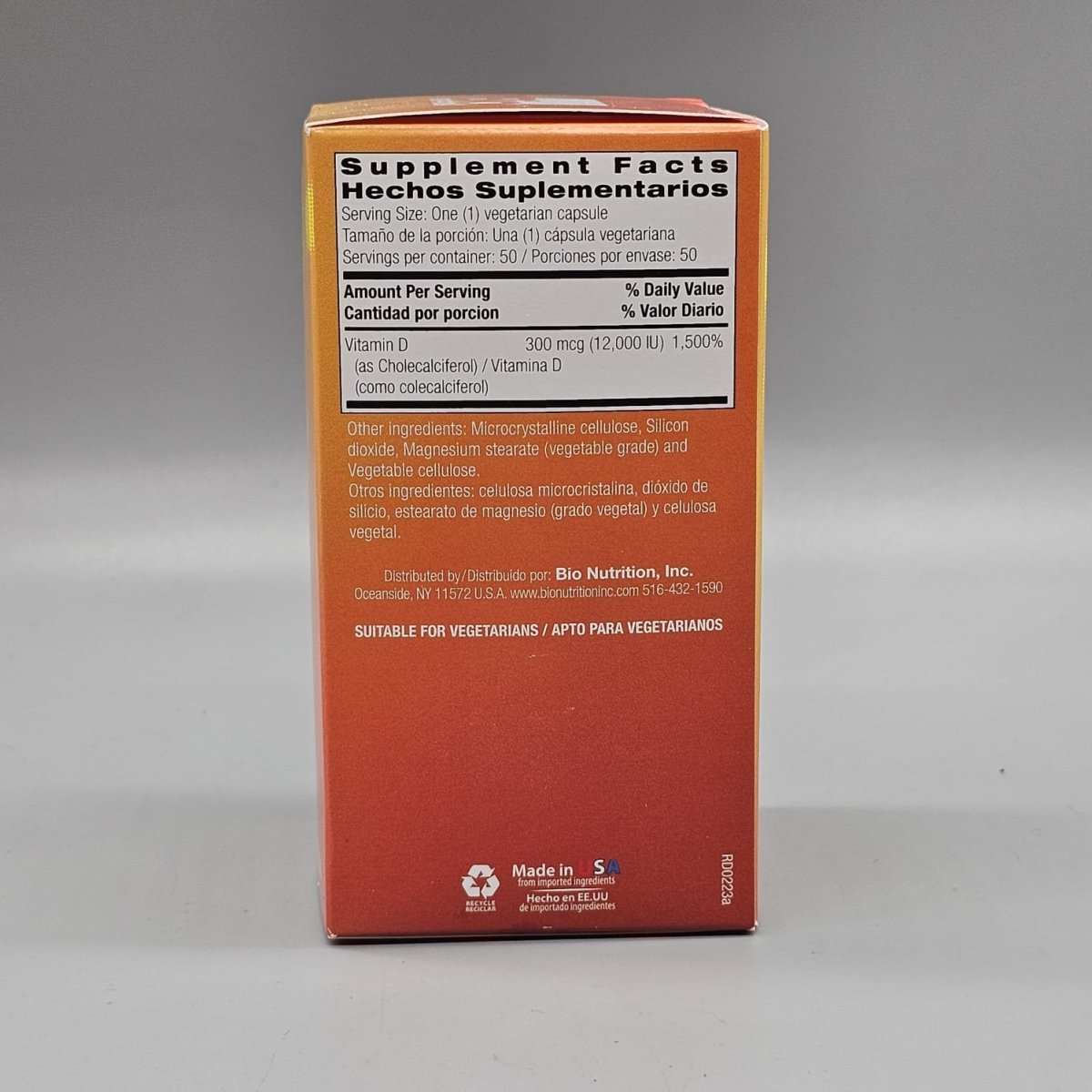 Vitamin D-3 - 12,000 IU - 50 Capsules - Bio Nutrition