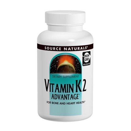Vitamin K2 - Advantage - For Bone and Heart Health - 2,200mcg - 30 Tablets - Source Naturals