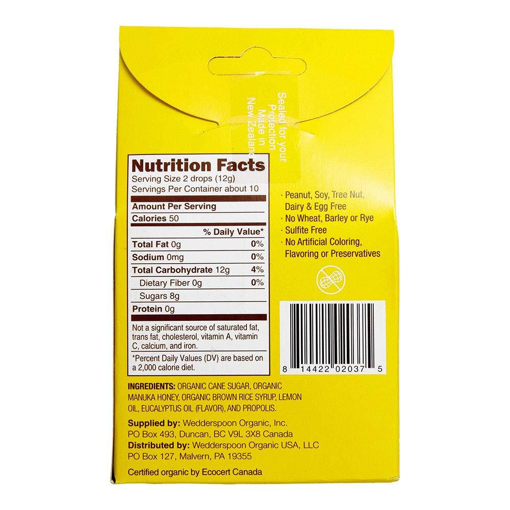 Wedderspoon Organic Manuka Honey Drops Lemon, 4.0 Ounce